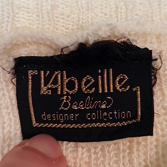 Vintage 80s Nubby Knit Short Sleeved Sweater Floral Embroidery Size Small - Picture 8 of 9